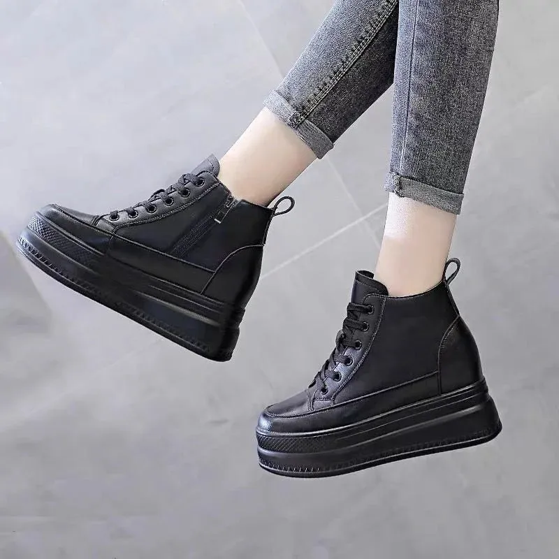 Joskaa 2024 New Black Platform High Top Women Sneakers