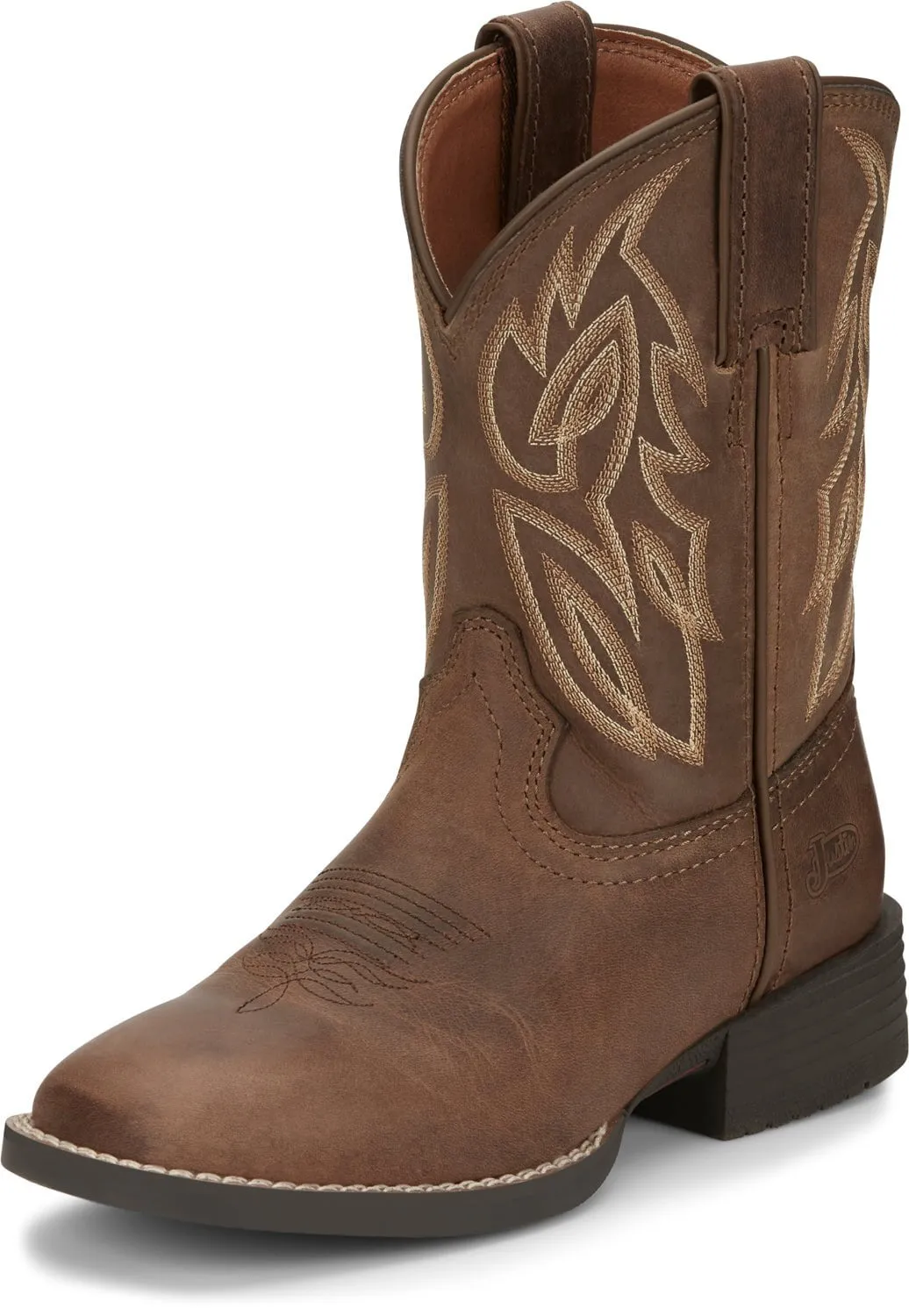 Justin 8in Square Toe Dusky Canter Junior Leather Cowboy Boots