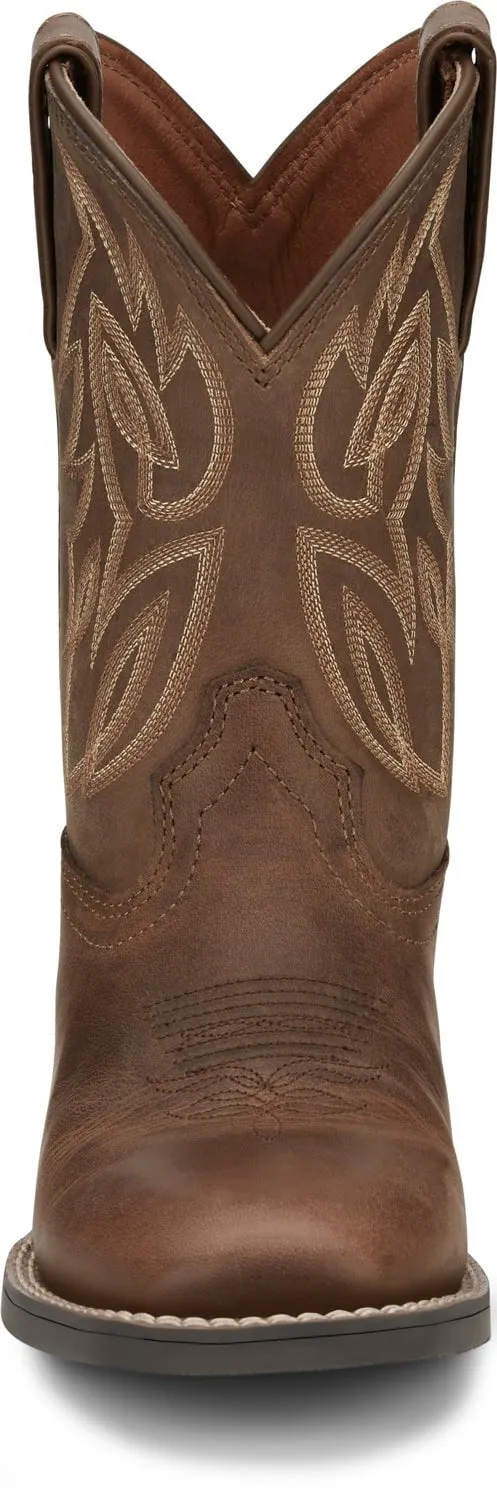 Justin 8in Square Toe Dusky Canter Junior Leather Cowboy Boots