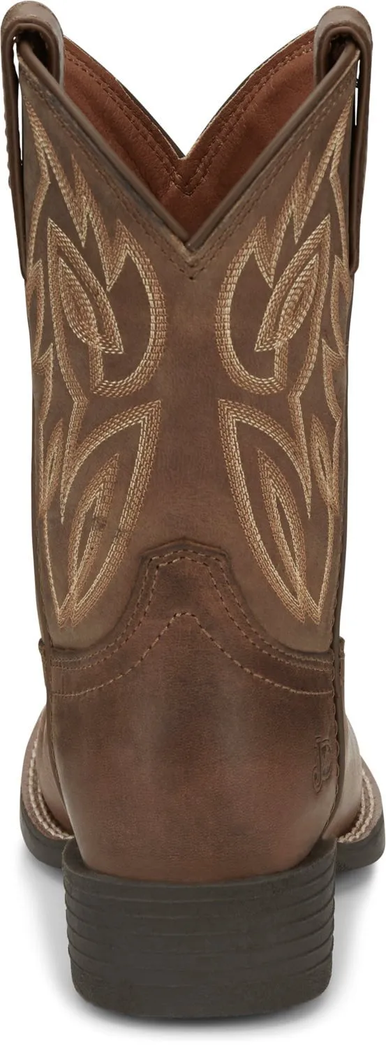 Justin 8in Square Toe Dusky Canter Junior Leather Cowboy Boots