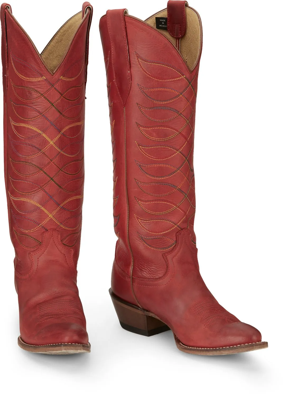 Justin Womens Whitley Red Leather Cowboy Boots