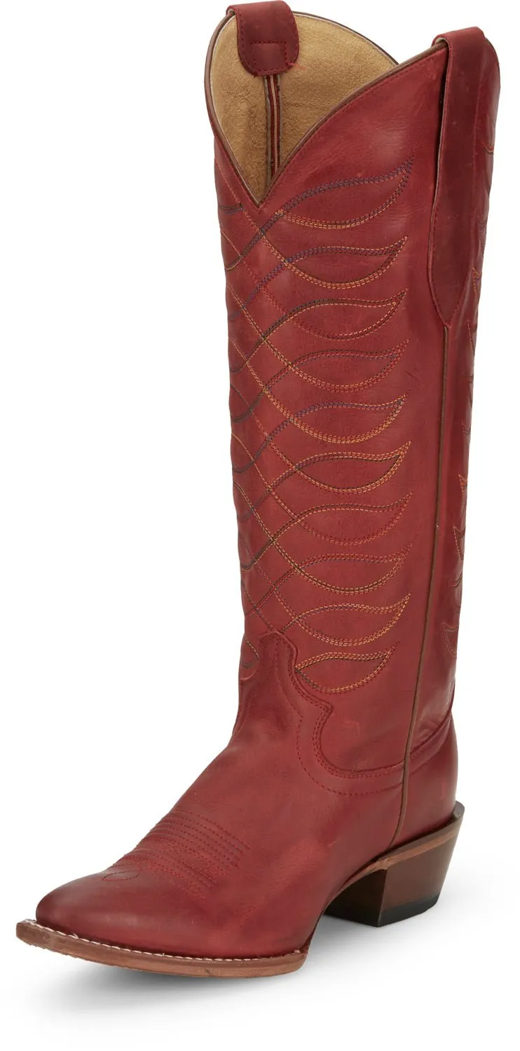 Justin Womens Whitley Red Leather Cowboy Boots