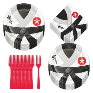 Karate Martial Arts Paper Dinner Plates, Luncheon Napkins, and Forks (Serves 16)