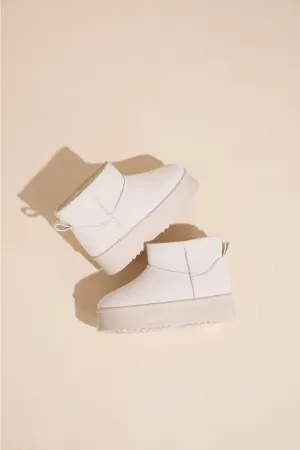 KIDS ULTRA MINI PLATFORM ANKLE BOOTS IN BEIGE 31-36 SIZES