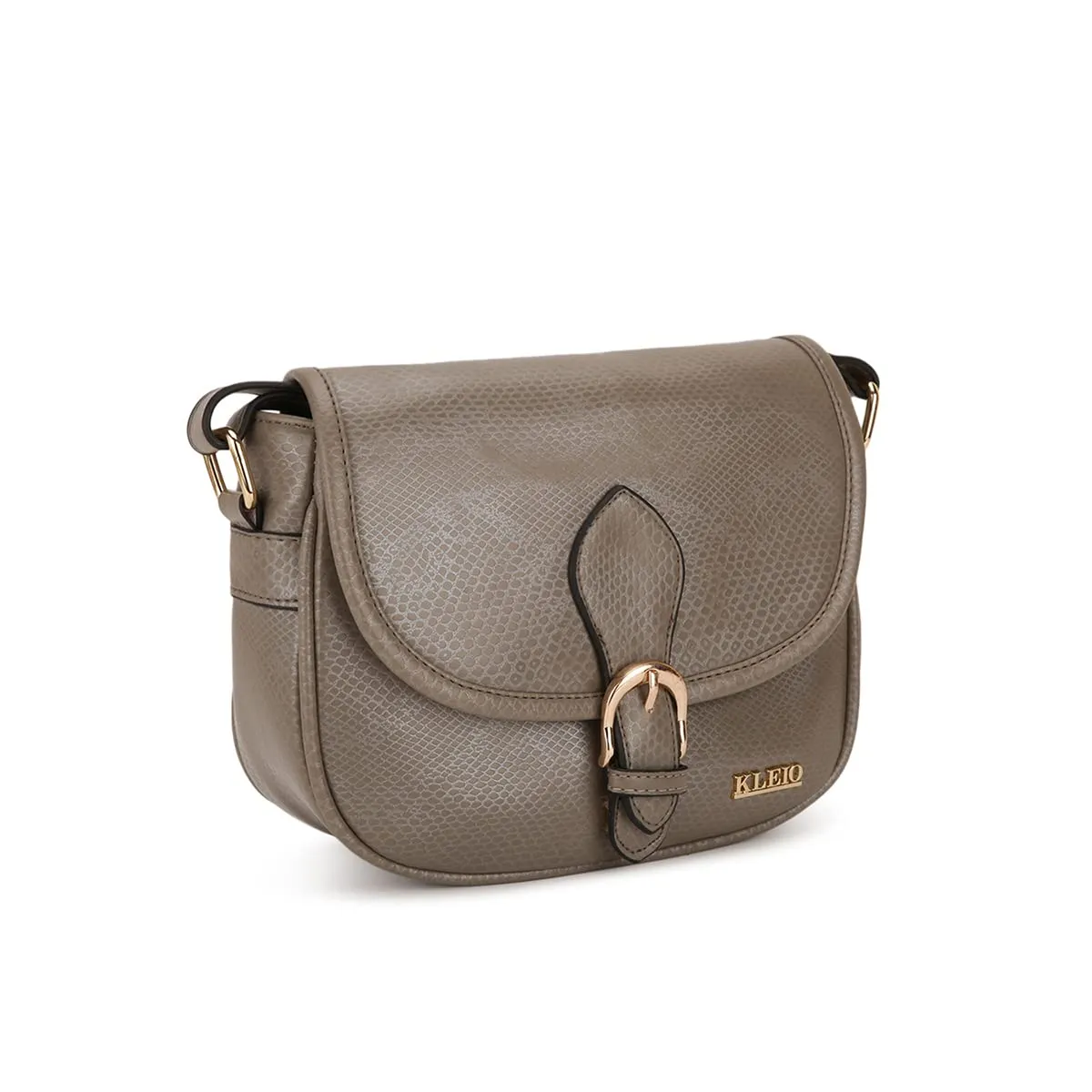 KLEIO Snake Faux Leather Side Cross Body Sling Bag for Women's/Girls (HO8053KL-GY)(GREY)