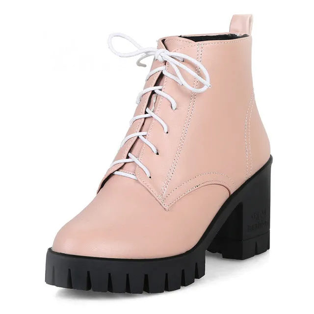 Lace Up Ankle Boots Woman