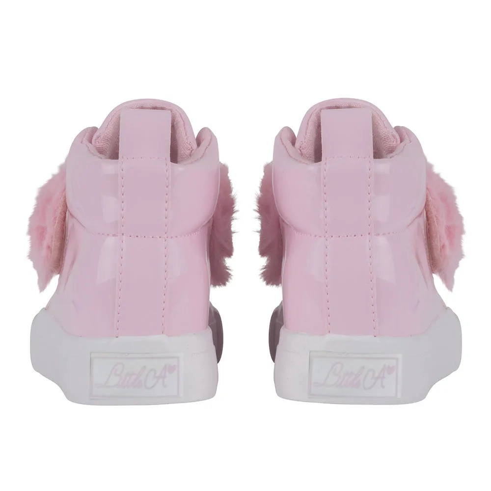 Little A - Faux fur strap high top, light pink