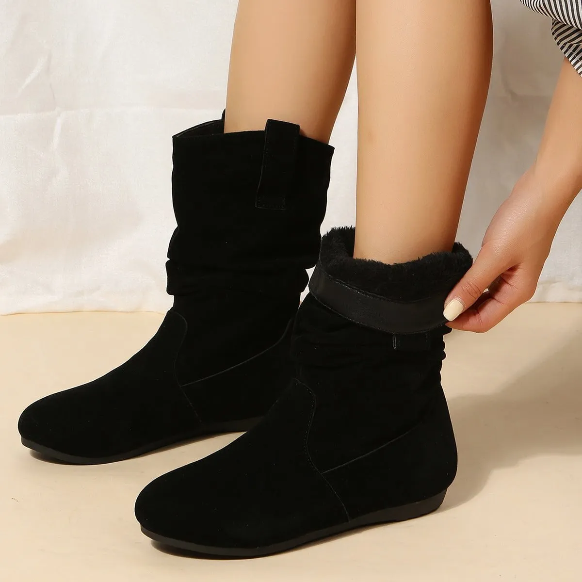 LovelyRLovely Women's Suede Mid-calf Boot