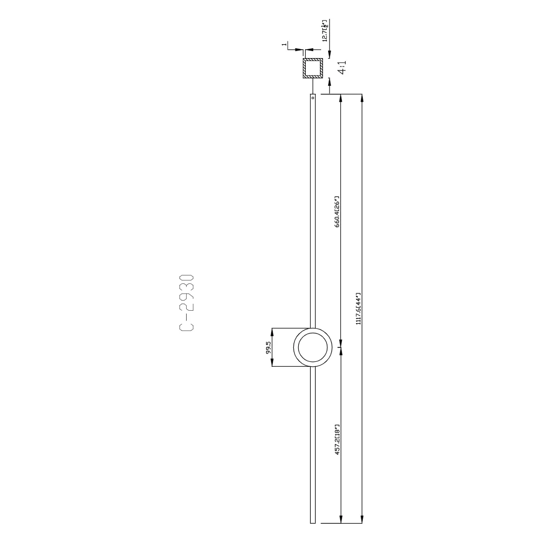 M40144 | Single Ring Iron Baluster | 2930 | 1/2"