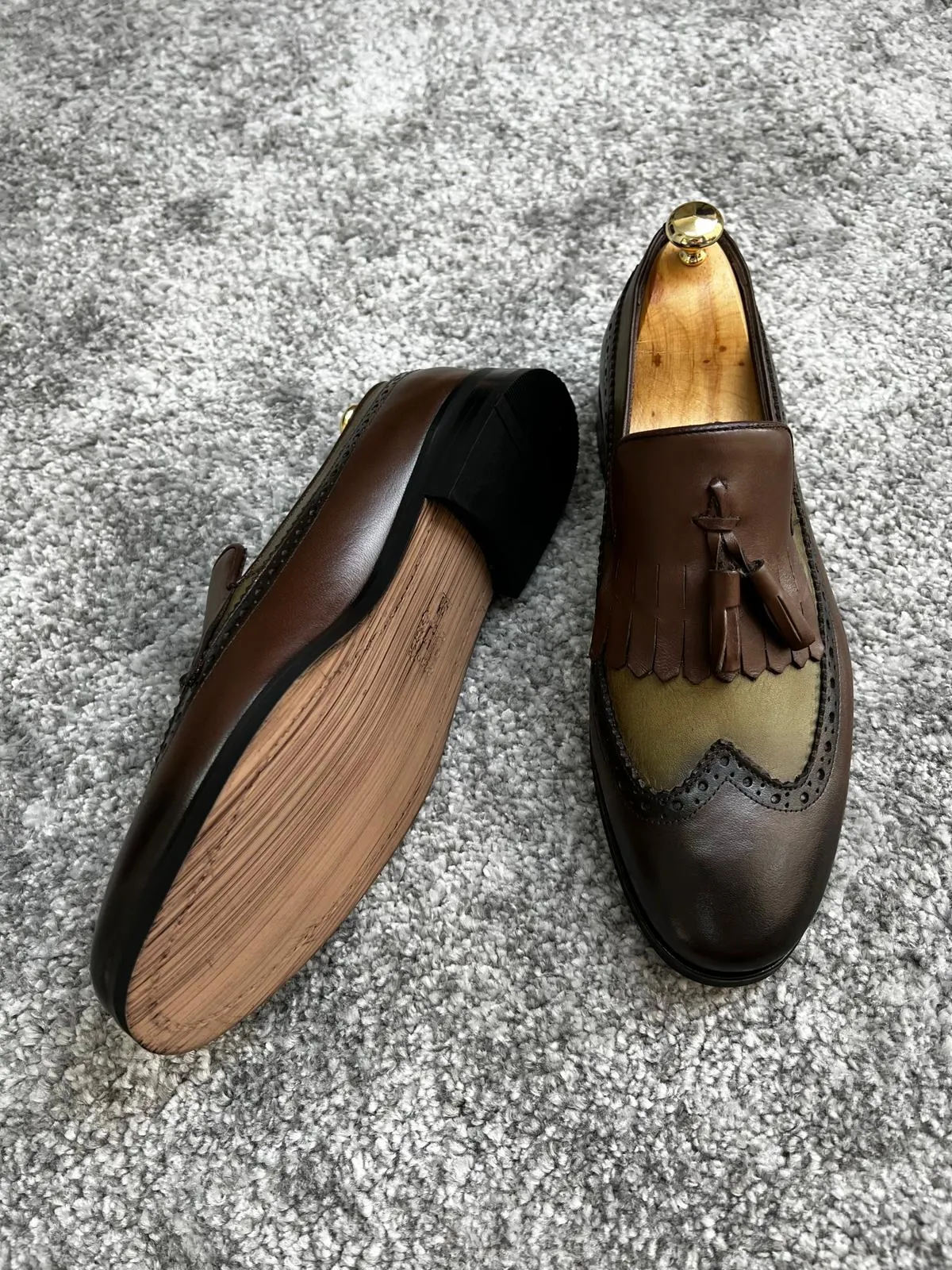 Madison Brown & Khaki Neolite Sole Tasseled Loafer