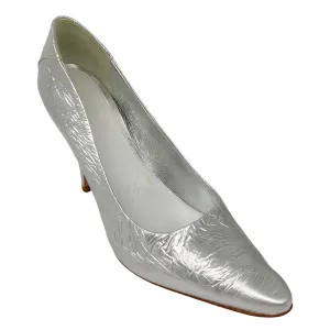 Maison Margiela Silver Metallic Crinkled Leather Pumps