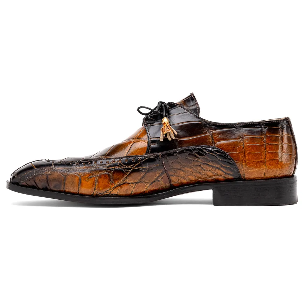 Mauri 3287 Alligator Derby Shoes Toffee / Dirty Black