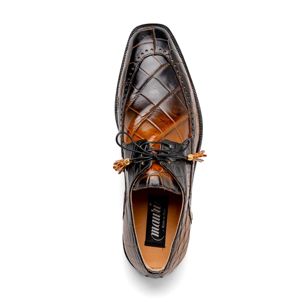 Mauri 3287 Alligator Derby Shoes Toffee / Dirty Black