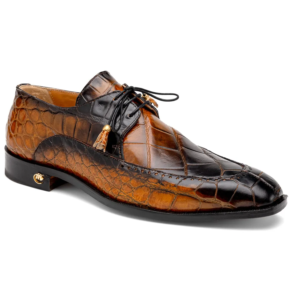 Mauri 3287 Alligator Derby Shoes Toffee / Dirty Black