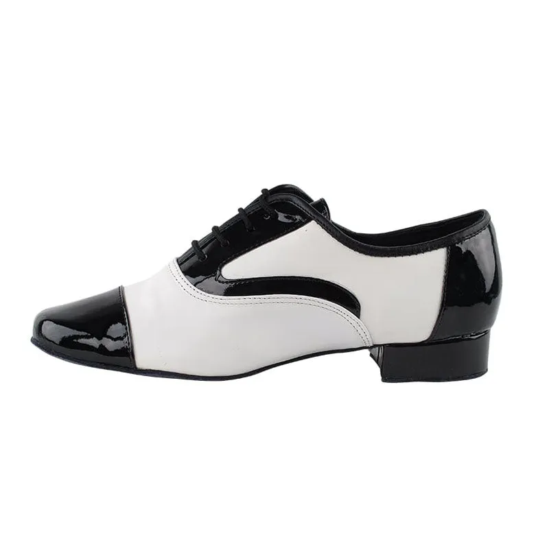 Men's 2cm Black and White Leatherette Heels Ballroom Dance Shoes