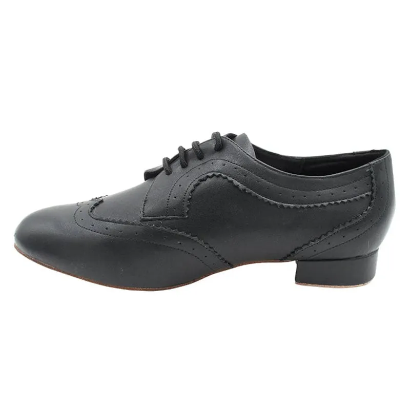 Men's 2cm Black Leatherette Heels Ballroom Dance Shoes