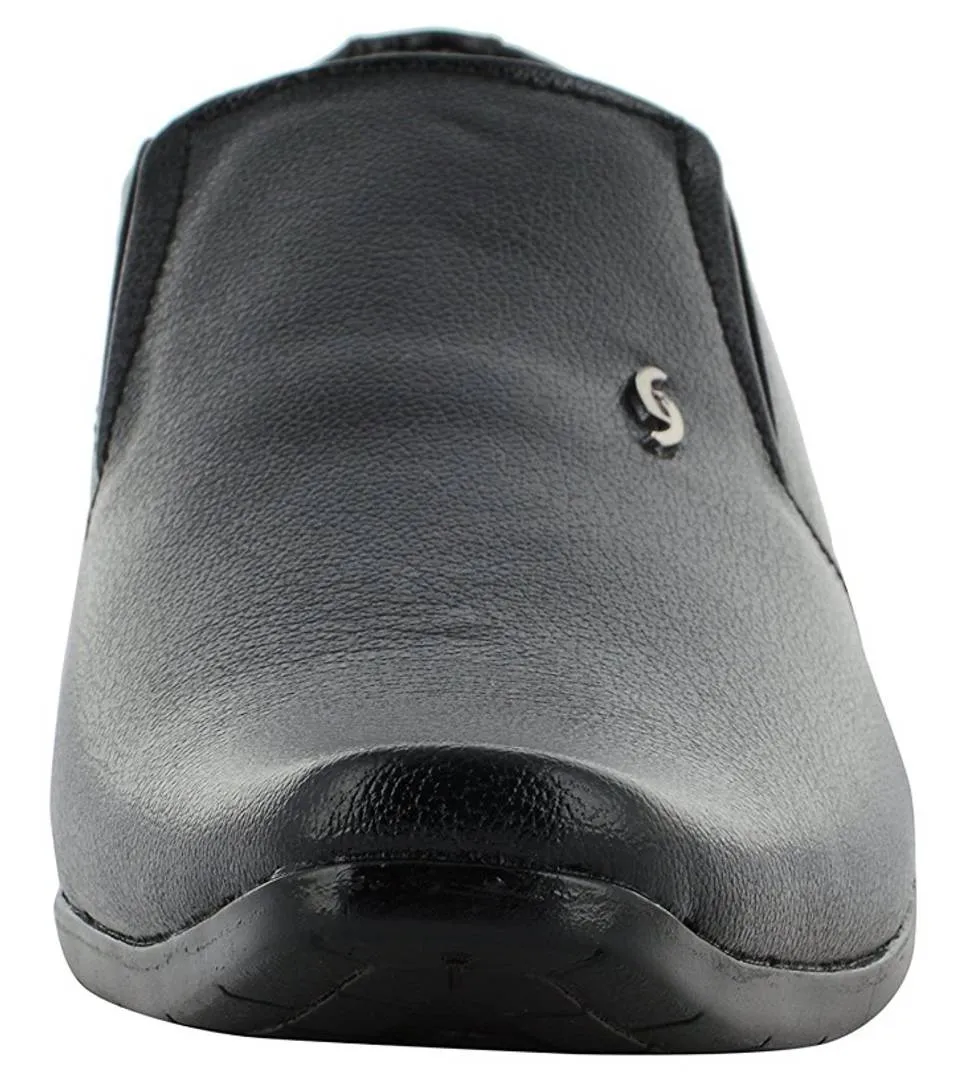 Mens Modern Black Solid Synthetic Leather Slip On Formal Shoes