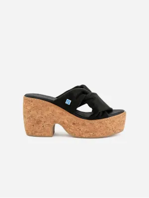 My Twist Vegan Suede & Cork Wedge | Black