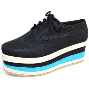 Navy platform oxford shoes