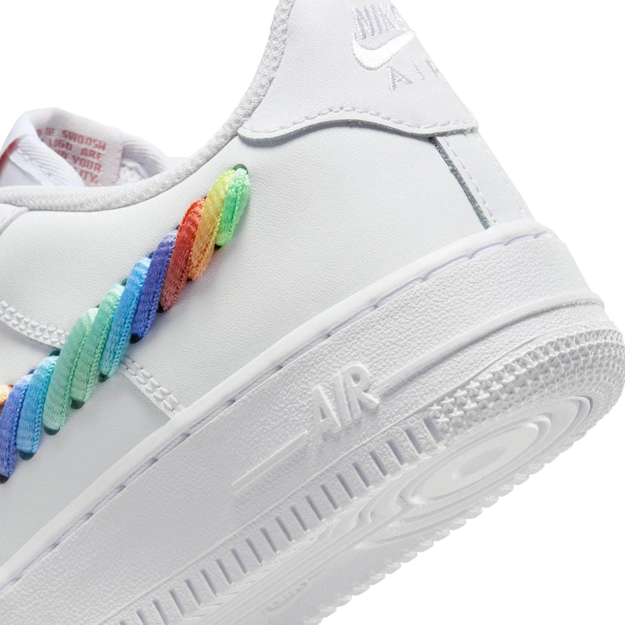 Nike Air Force 1 Low "White Rainbow Lace Swoosh" - Boy's Grade School