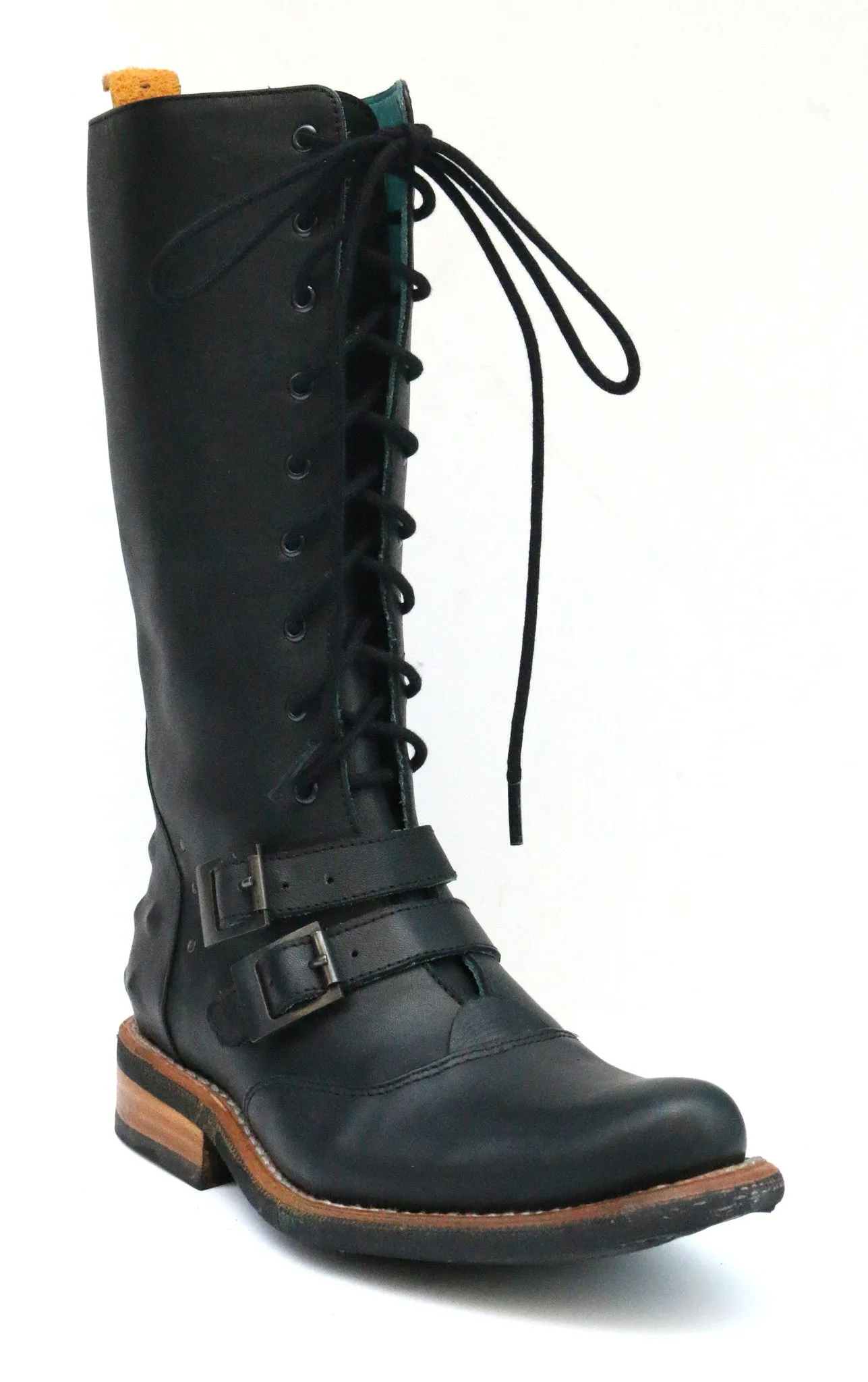 No.1036 TARMAC tall buckle lace boot Black