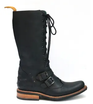 No.1036 TARMAC tall buckle lace boot Black