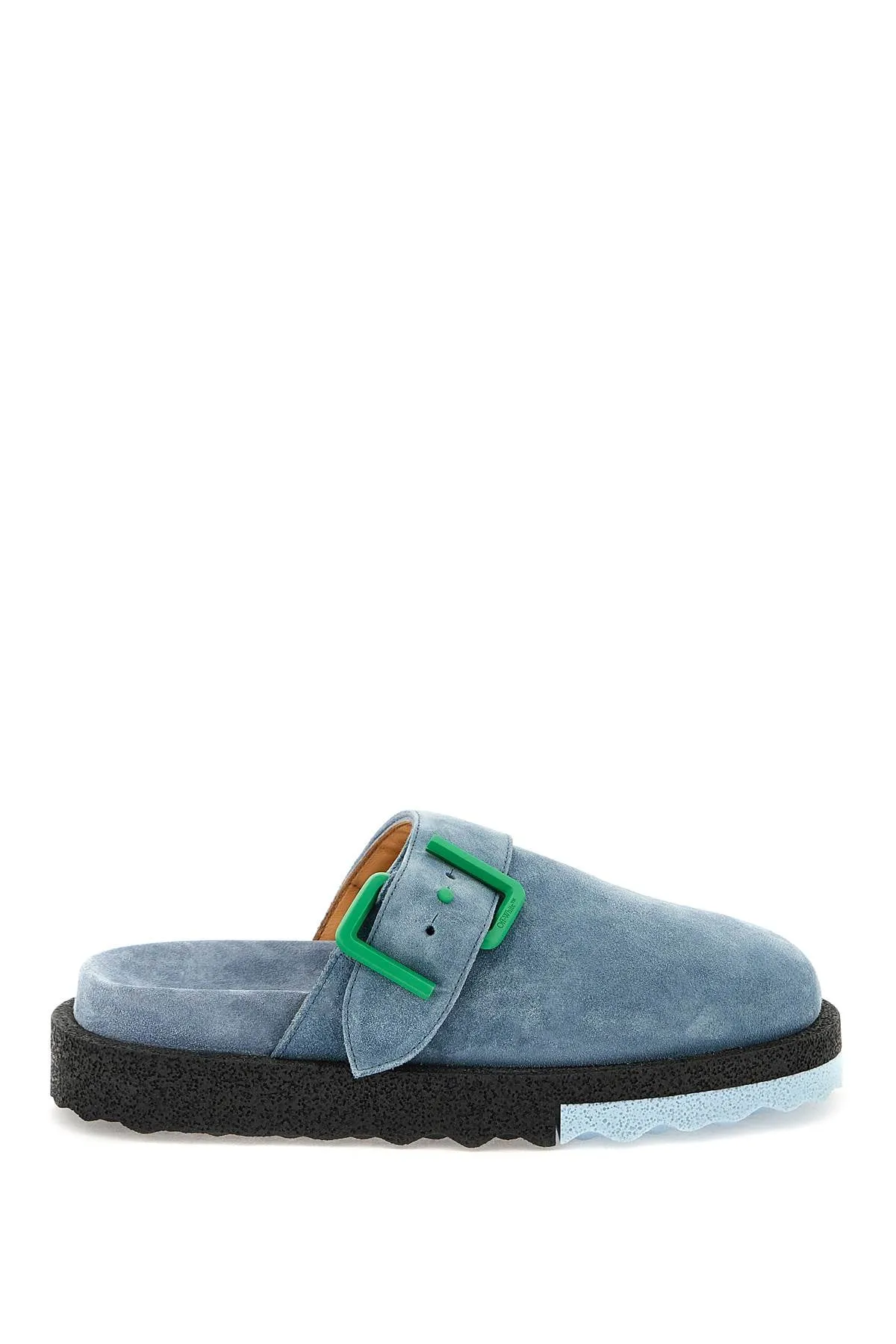 Off-white suede leather sponge clogs