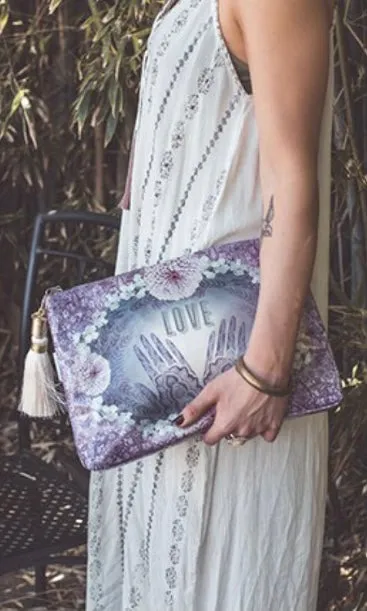 Papaya Purple “Henna” Large Tassel Pouch Clutch Purse