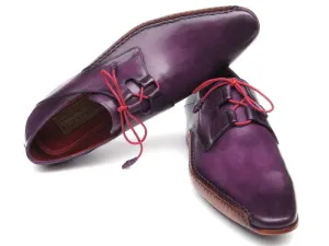 Paul Parkman Men's Ghillie Lacing Side Handsewn Dress Shoes - Purple Leather Upper And Leather Sole