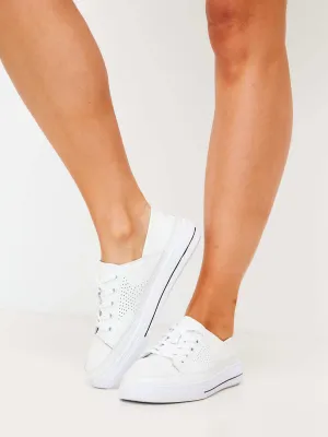 Perforated Low-Top Lace-Up Sneakers