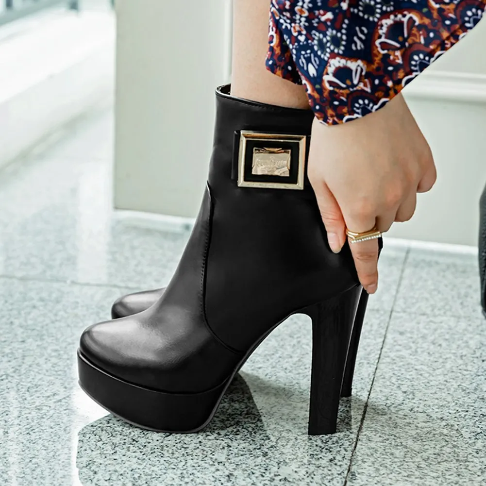 Platform office lady Winter High Heels  Ankle Boots