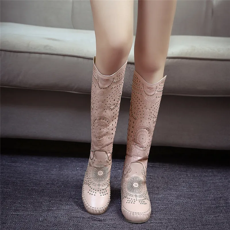 Quality Brand Genuine Leather Knee-high Boots