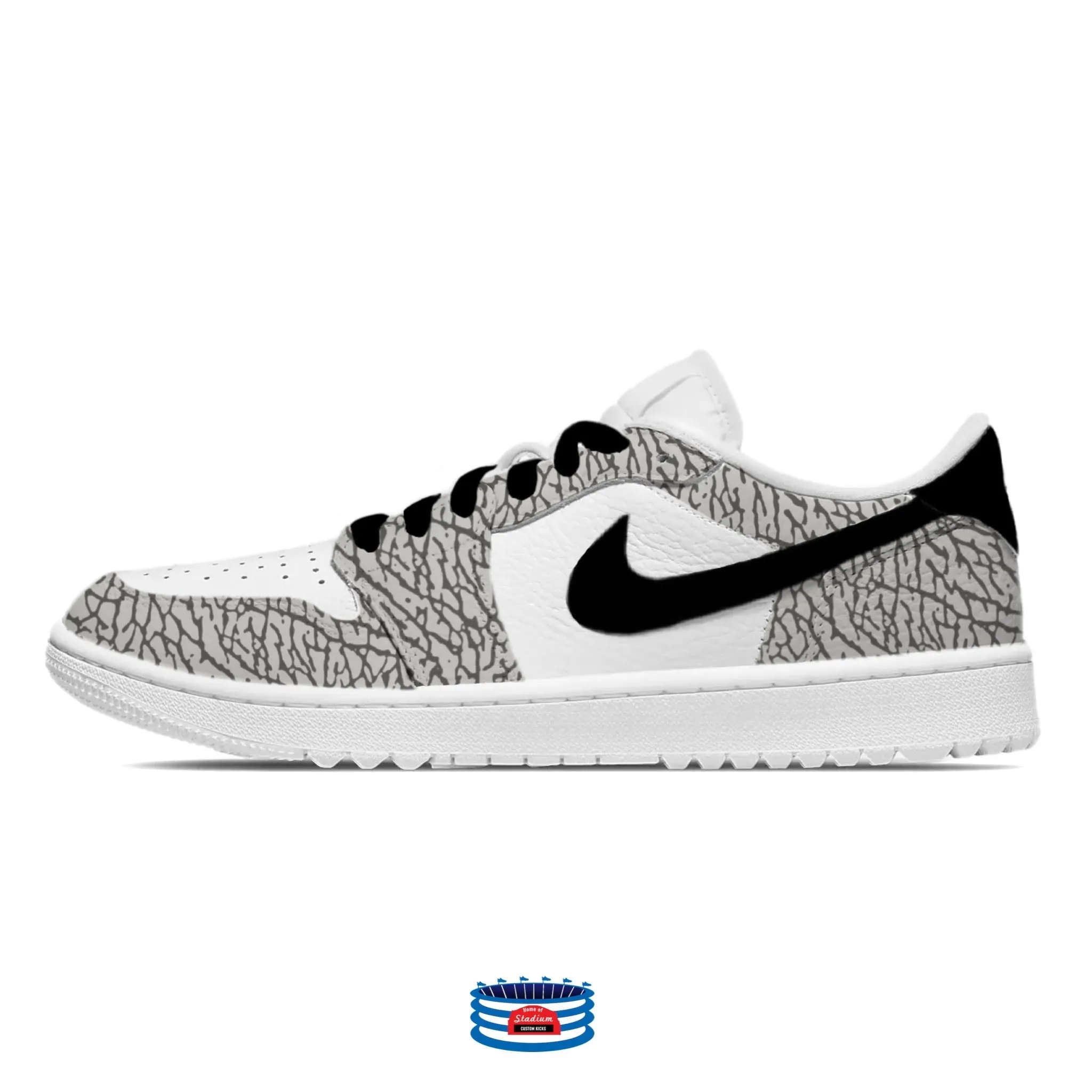 "White Cement" Jordan 1 Golf Shoes by Stadium Custom Kicks