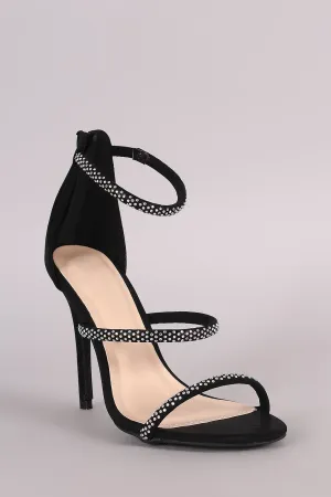 Qupid Rhinestone Triple Strap Dress Heel