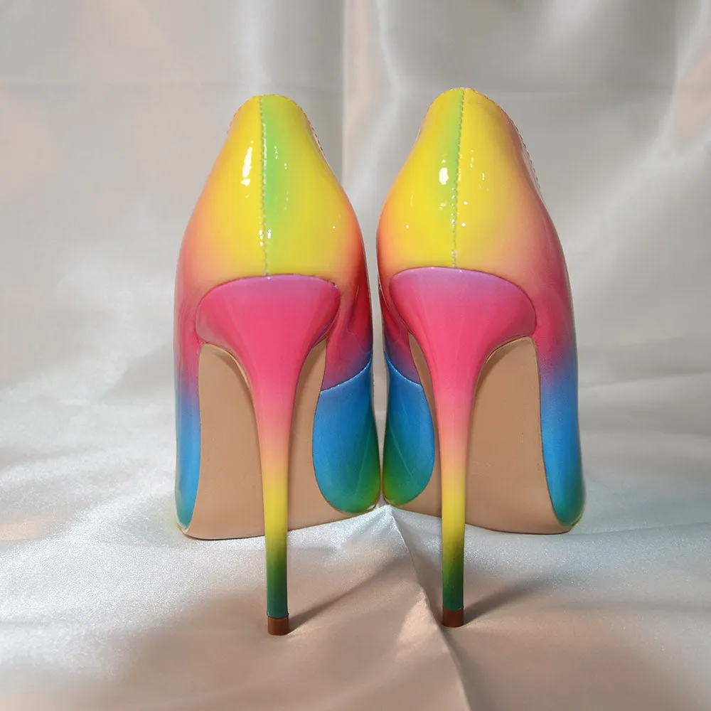 Rainbow Patent Leather Sexy Stiletto High Heel Party Shoes