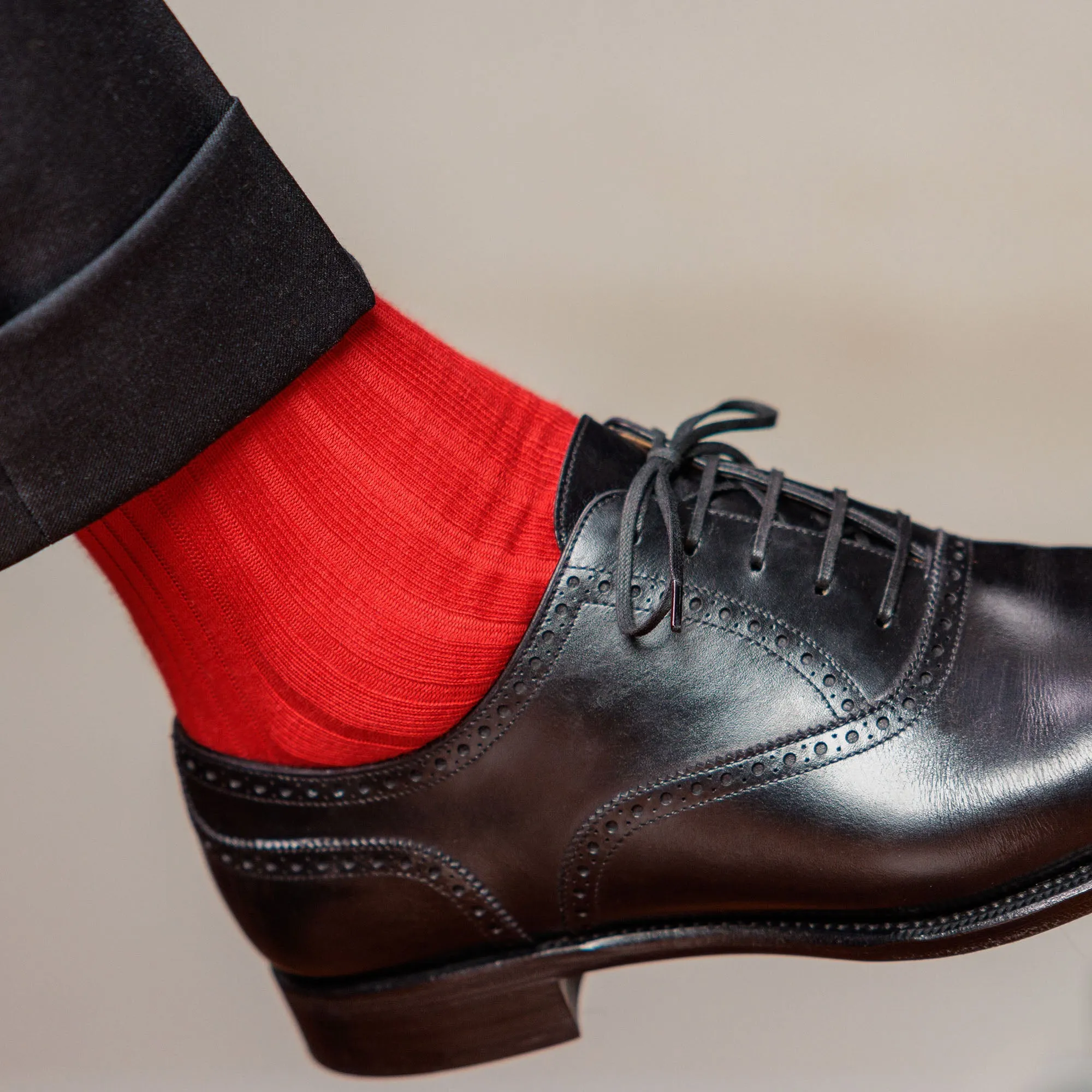 Red Cotton Over the Calf Dress Socks