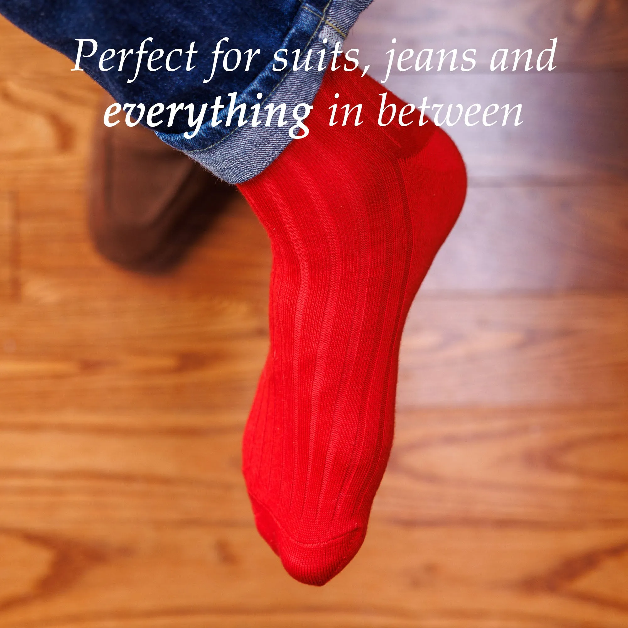 Red Cotton Over the Calf Dress Socks