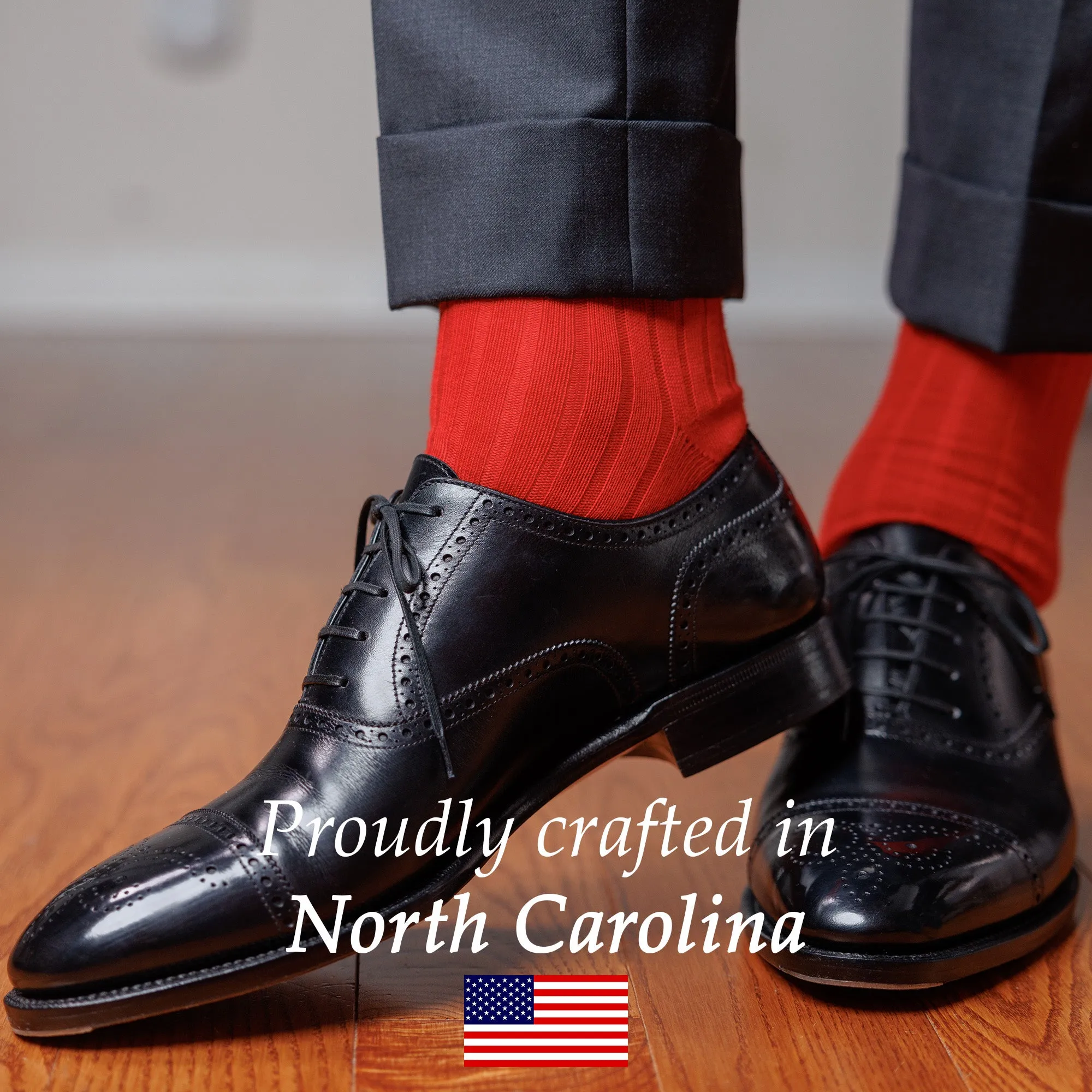 Red Cotton Over the Calf Dress Socks