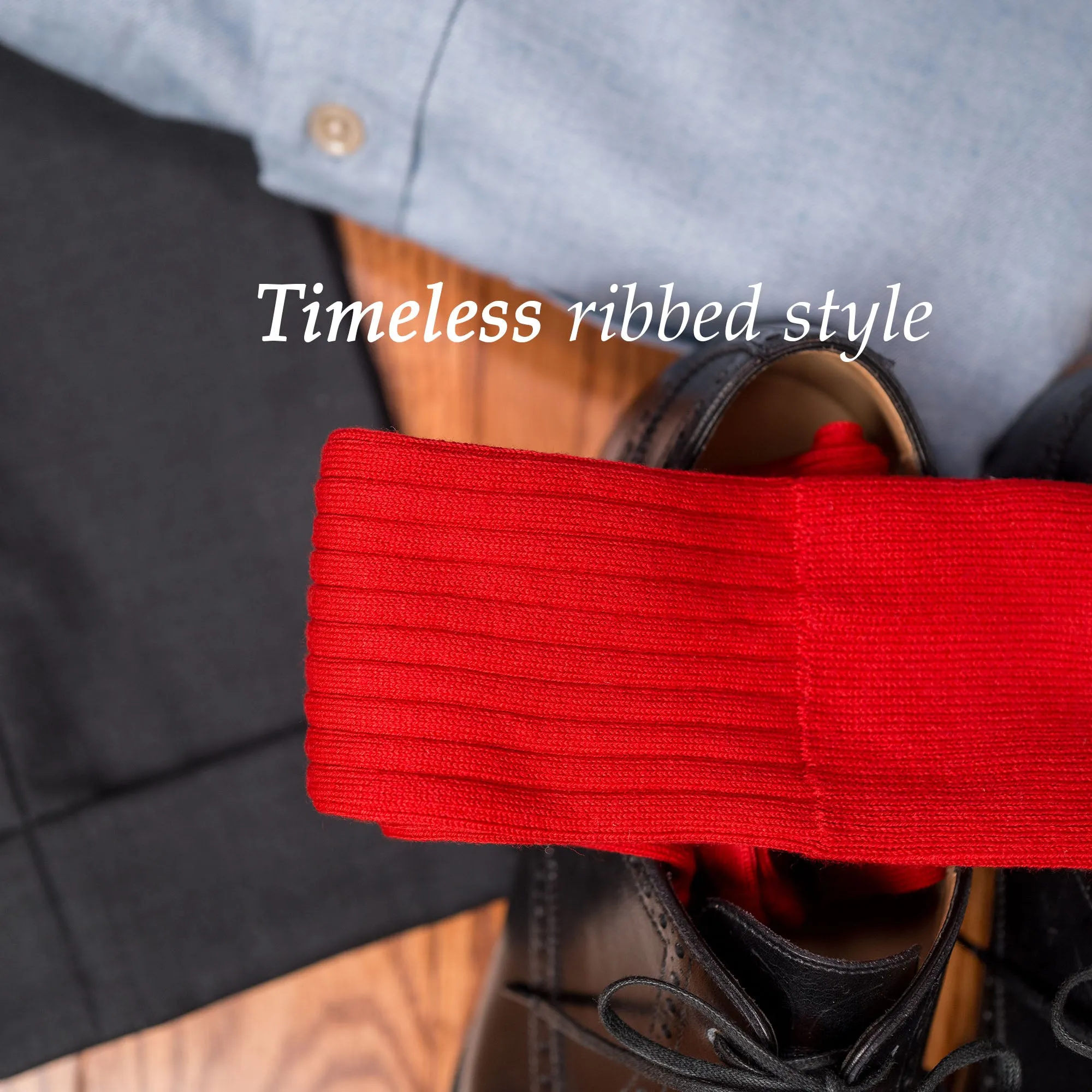 Red Cotton Over the Calf Dress Socks