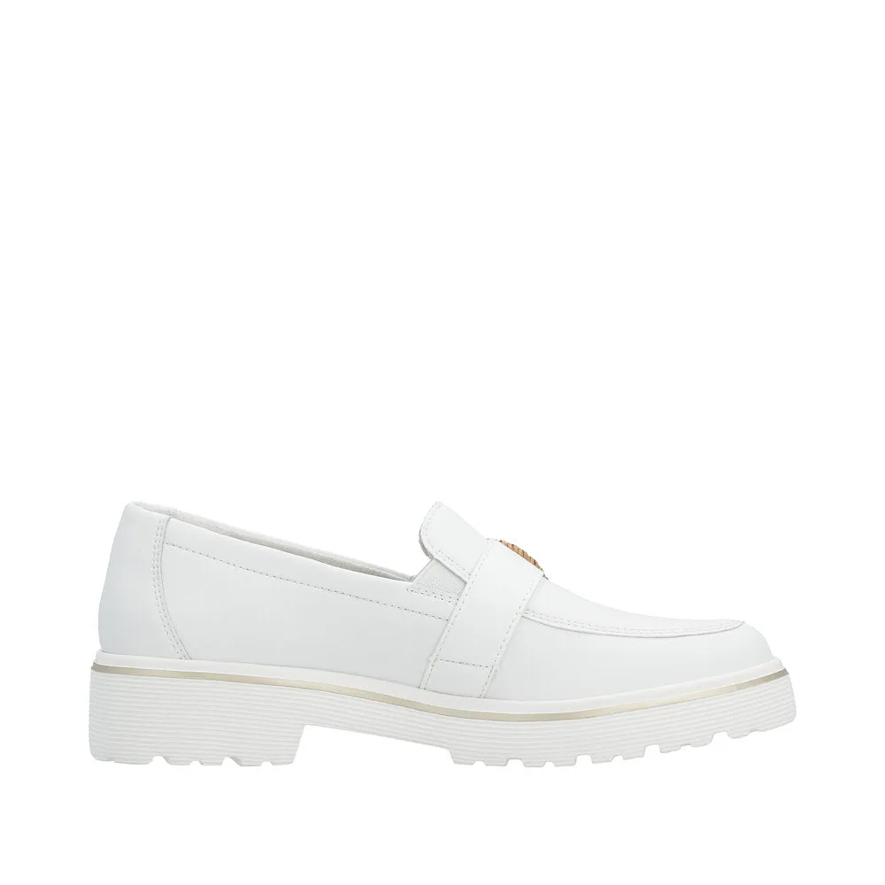 Remonte D1H00-80 Ladies White Leather Slip On Loafers