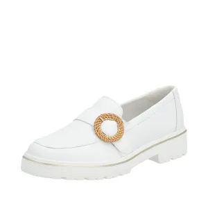 Remonte D1H00-80 Ladies White Leather Slip On Loafers