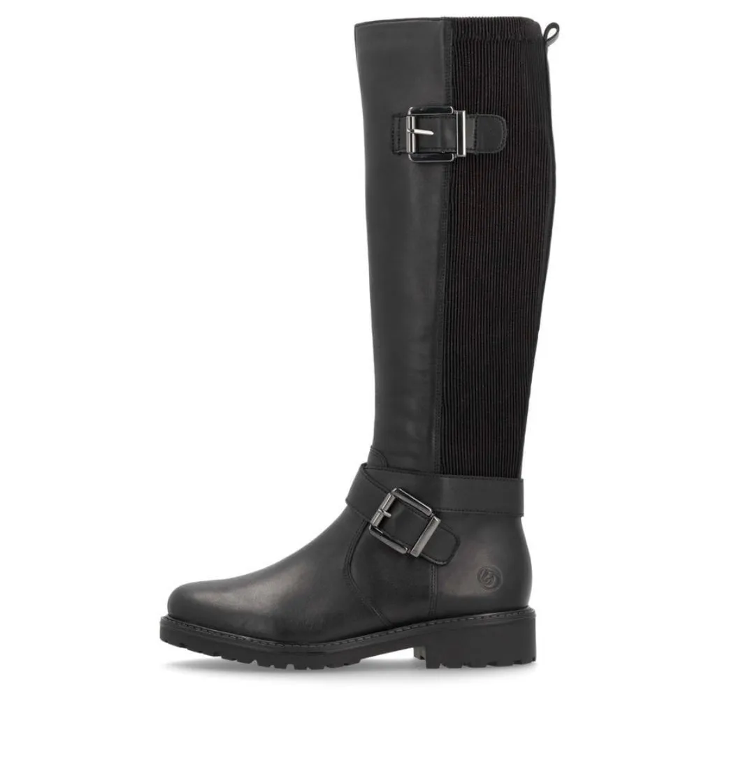 Remonte X Liz Hurley R6593-00 Odeon Black Leather Knee High Long Boots