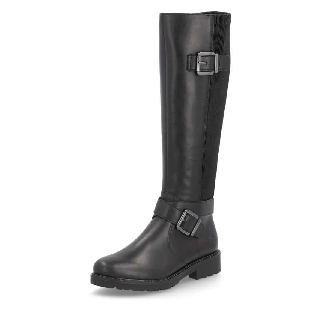 Remonte X Liz Hurley R6593-00 Odeon Black Leather Knee High Long Boots