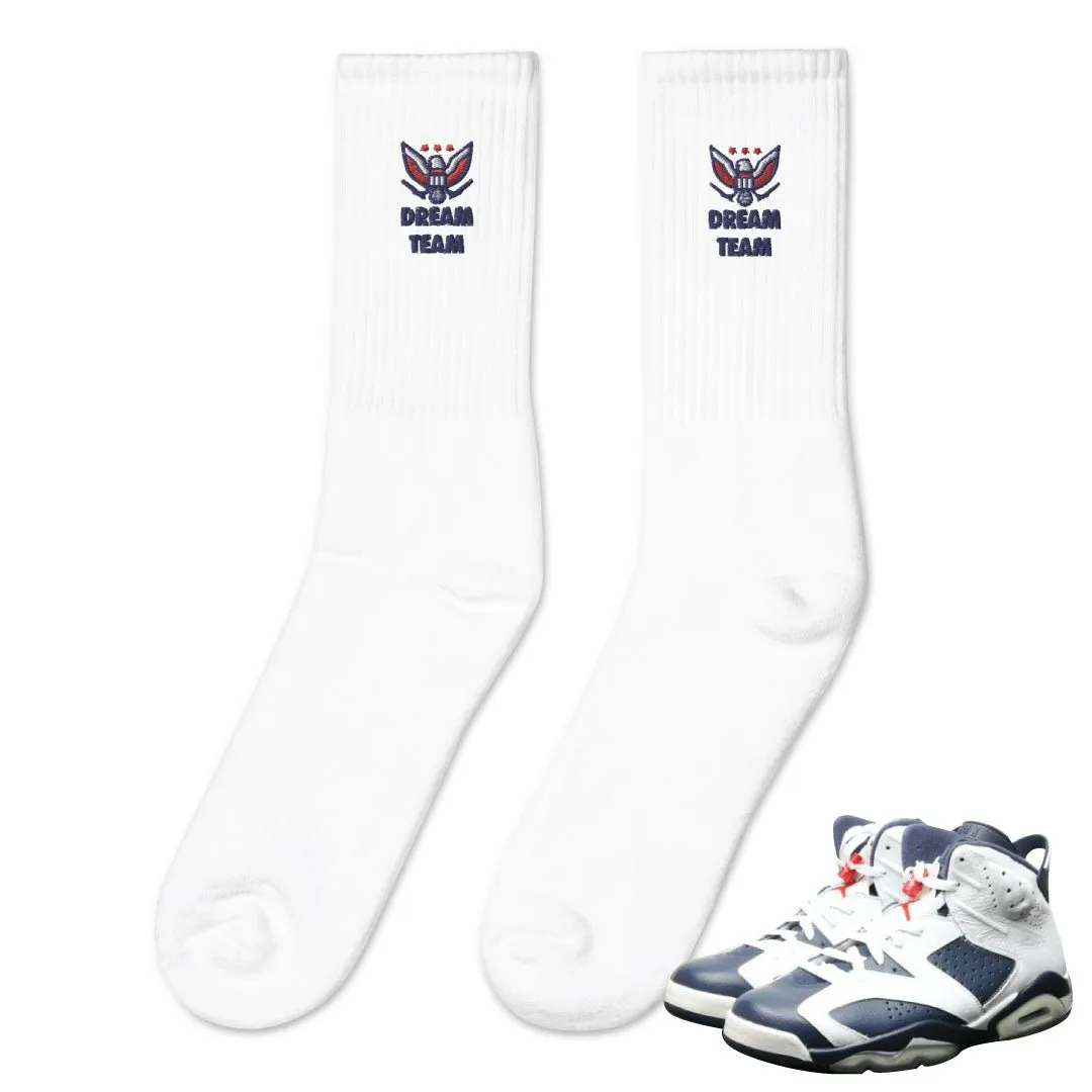 Retro 6 Olympic Dream Team Embroidered Socks