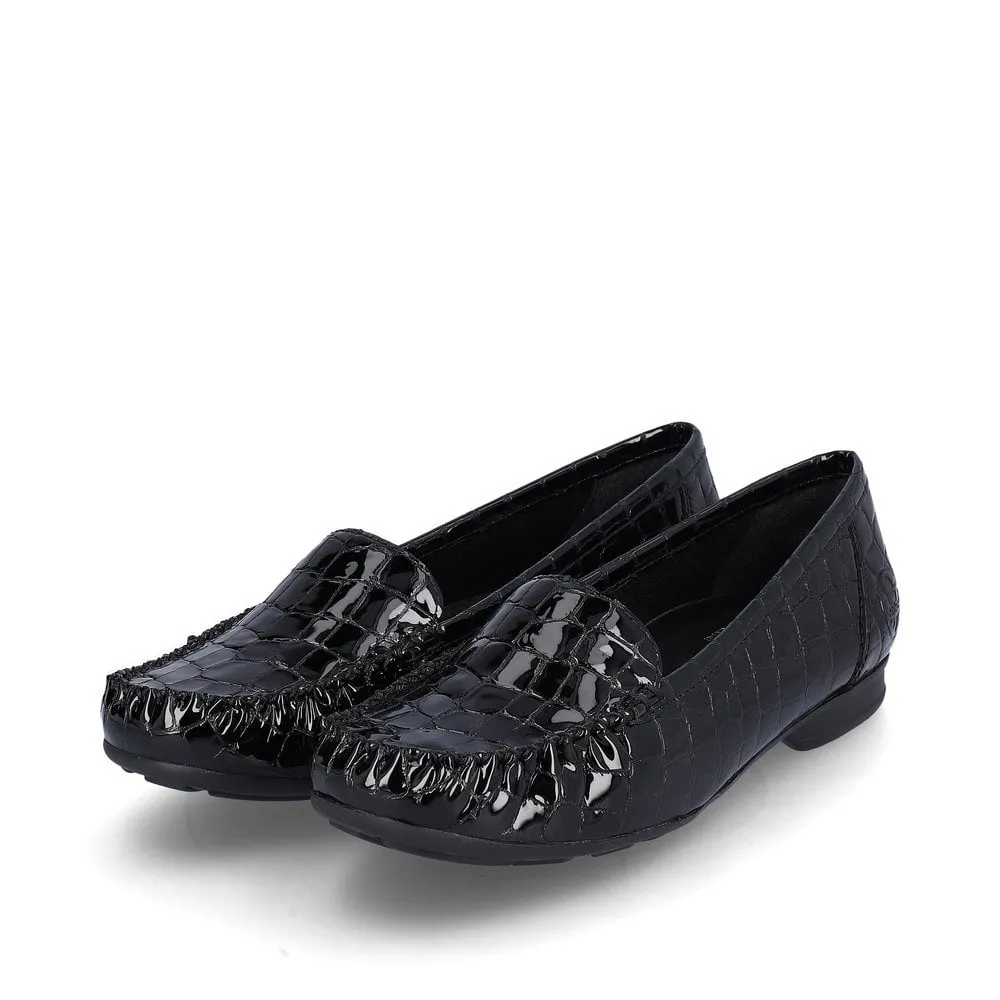 Rieker Flat Slip On shoe 40071-00 Black Croc