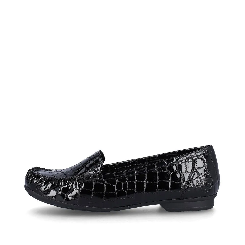 Rieker Flat Slip On shoe 40071-00 Black Croc