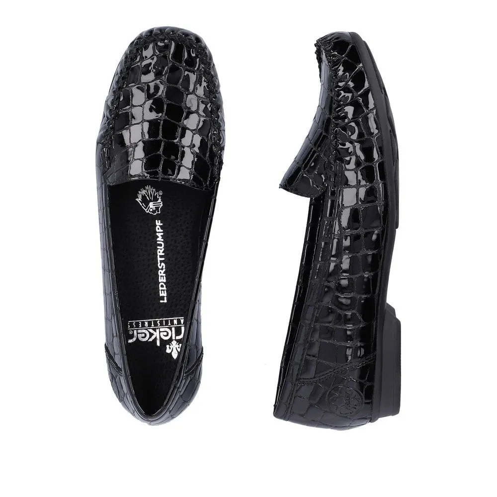 Rieker Flat Slip On shoe 40071-00 Black Croc