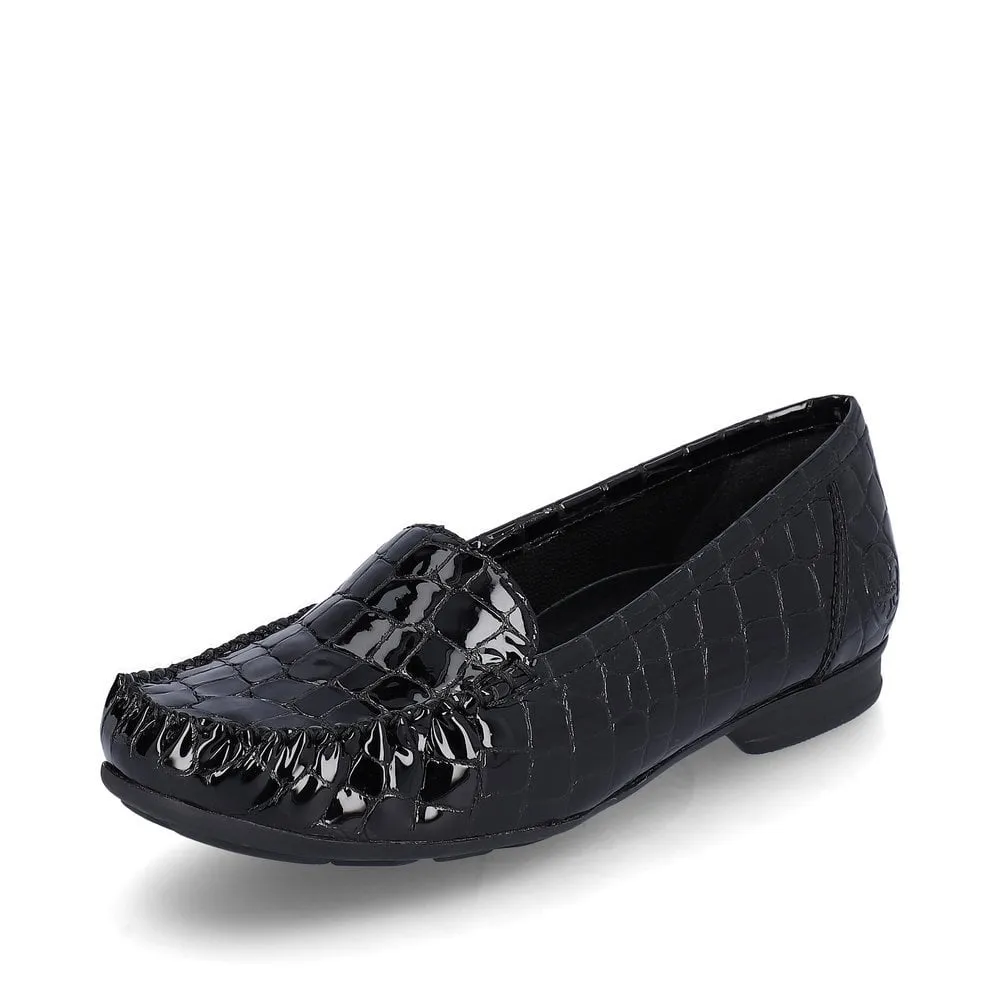 Rieker Flat Slip On shoe 40071-00 Black Croc