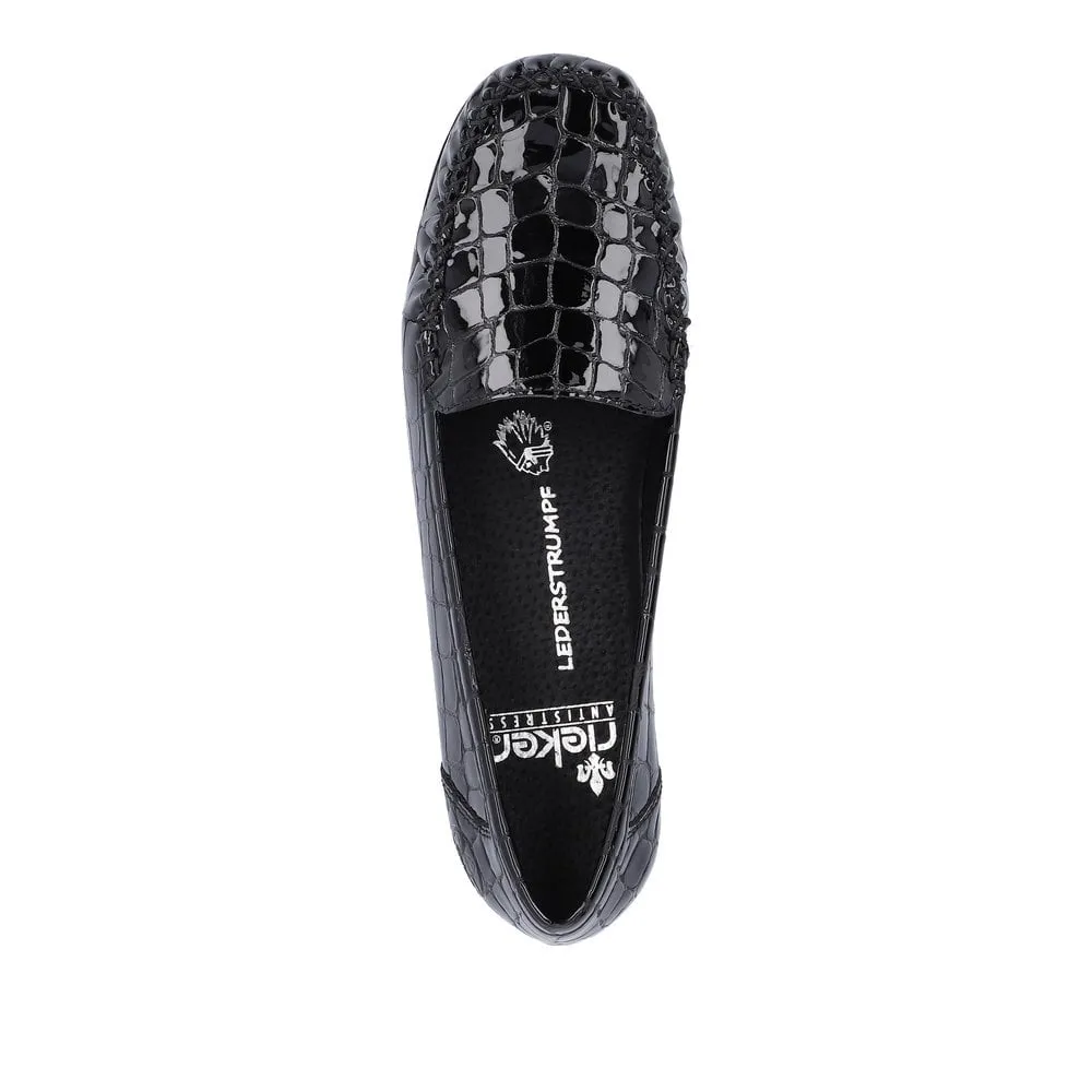 Rieker Flat Slip On shoe 40071-00 Black Croc