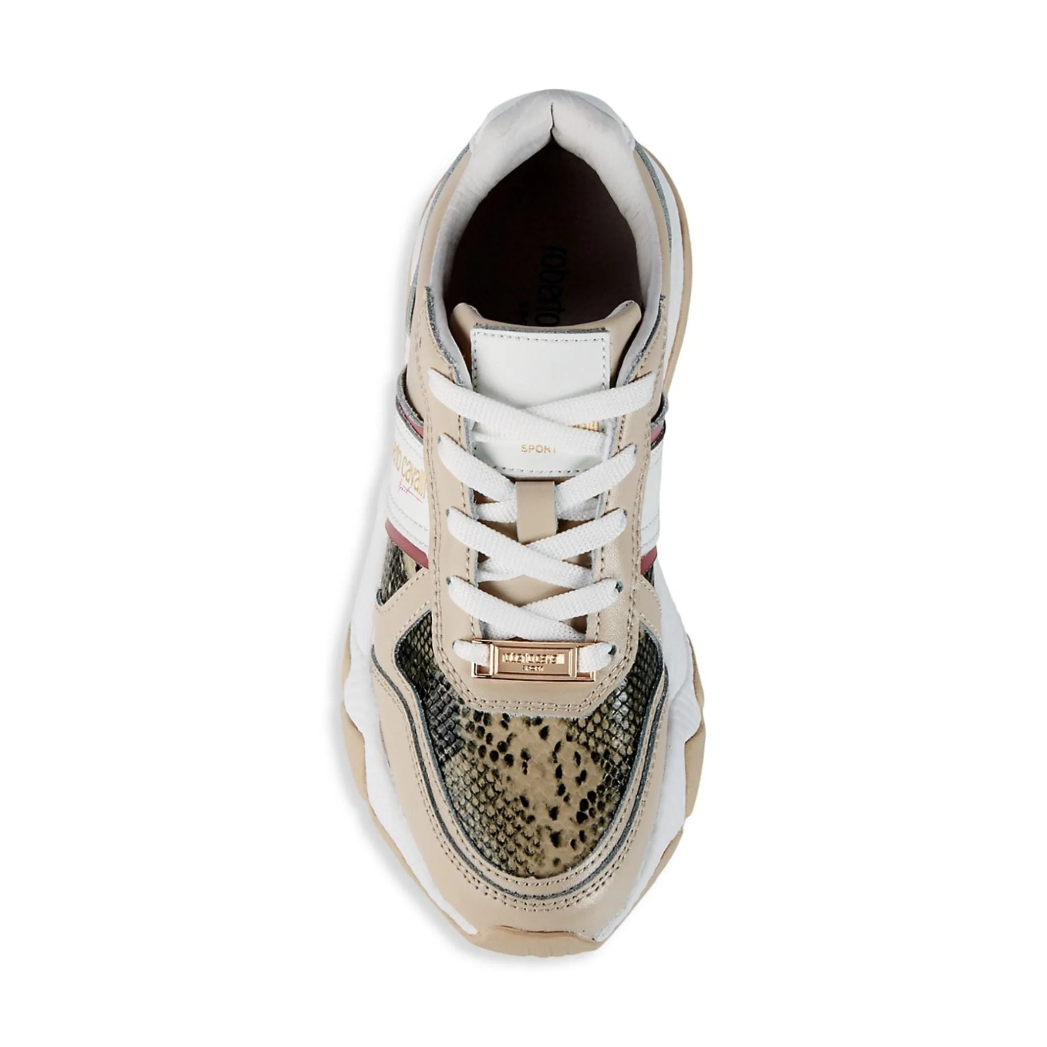 Roberto Cavalli Sport Chunky Mixed-Media Sneakers - White Pink